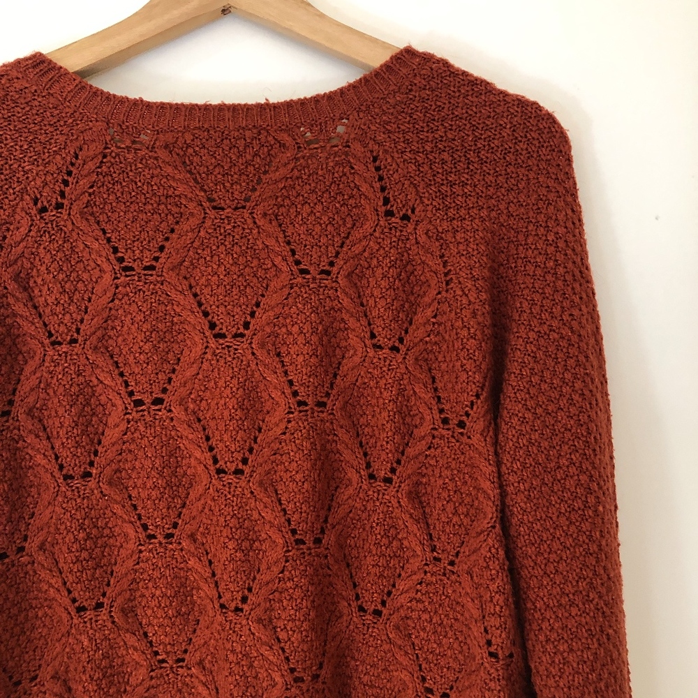 Denver Hayes Burnt Orange Oversized Knit Sweater